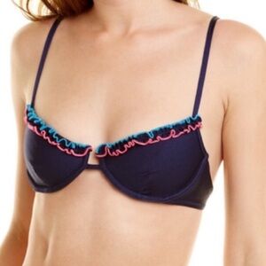 Something Navy Daffodil Ruffle Bikini Top